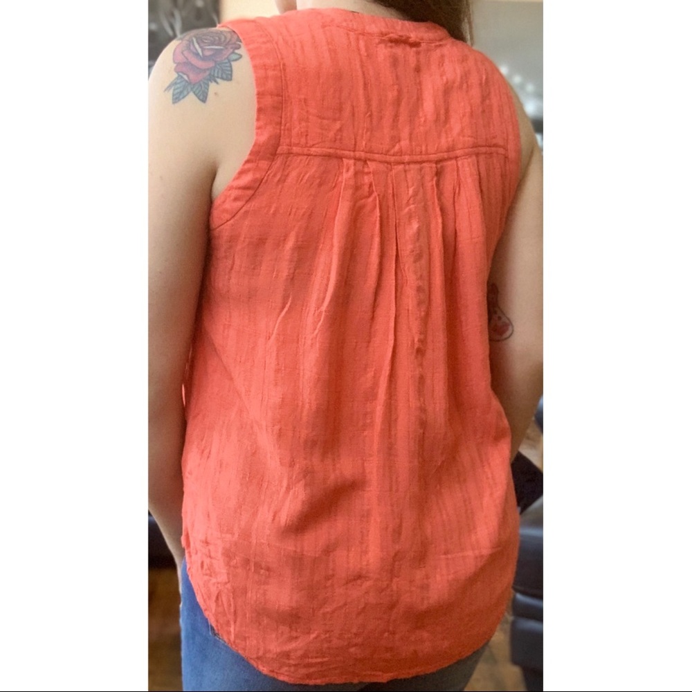 Anthropologie Maeve sunseeker orange button tank - Picture 8 of 11
